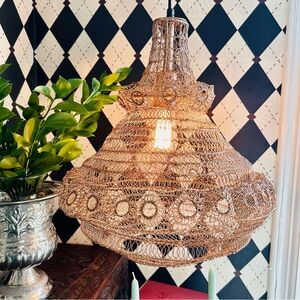 Curated Luxury Bronze Wire Lantern